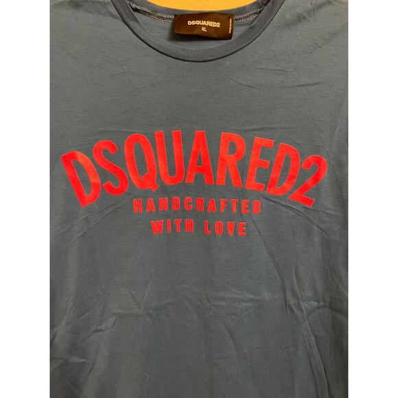 DSQUARED2 Blue Graphic T-Shirt - “Handcrafted With Love” - Size XL - Picture 2 of 4
